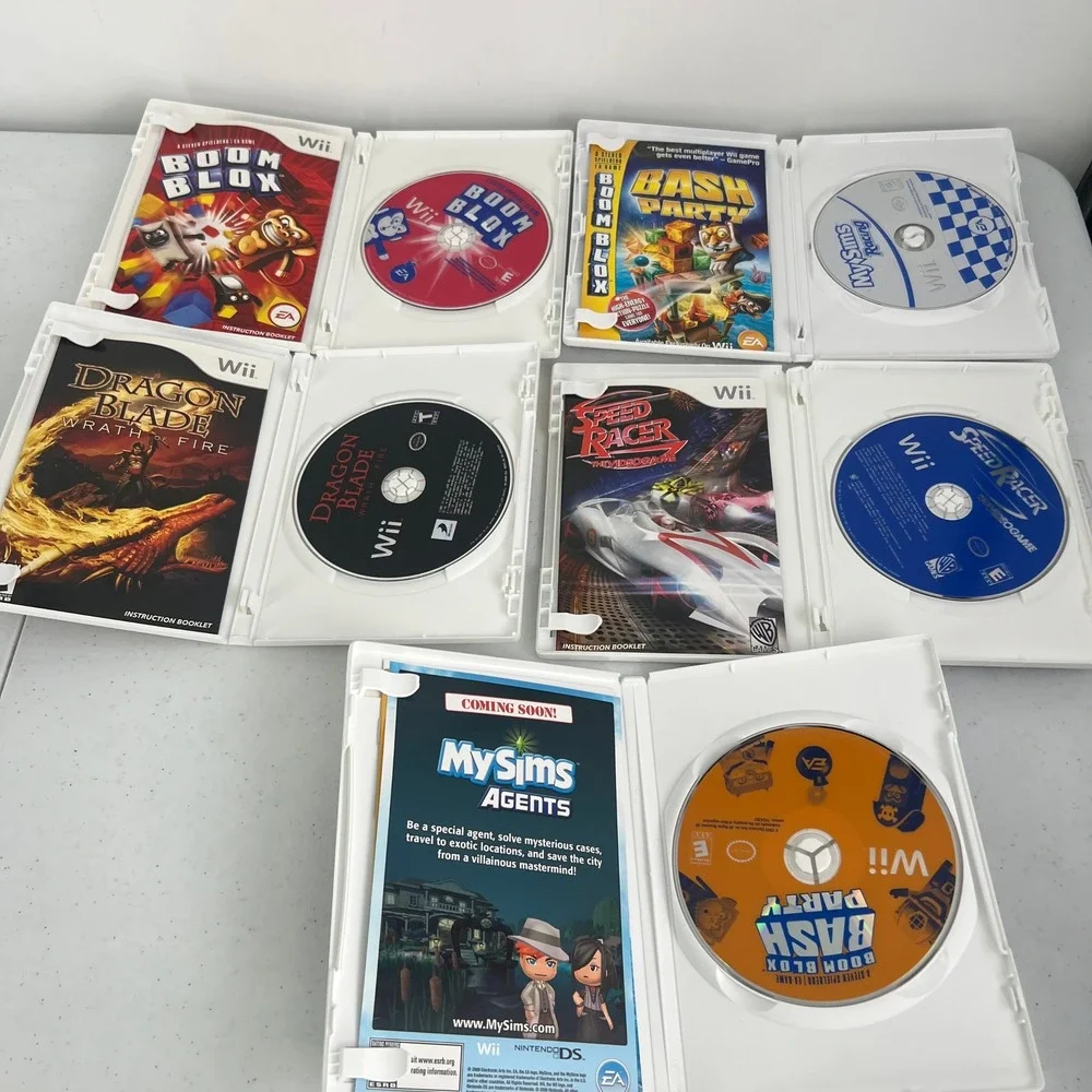 Nintendo Wii 5 Game Bundle Boom Blox Bash Party MySims Racing Speed Racer Dragon - Picture 4 of 10